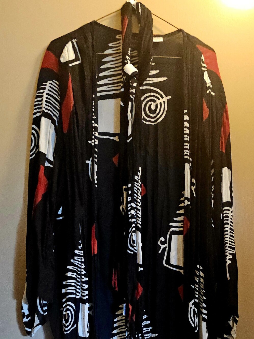 Black Red and White Patterned Womens Jacket With Pants & Belt